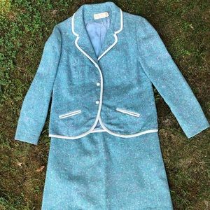 Vintage Pendleton Sky Blue Pastel Wool Skirt Suit